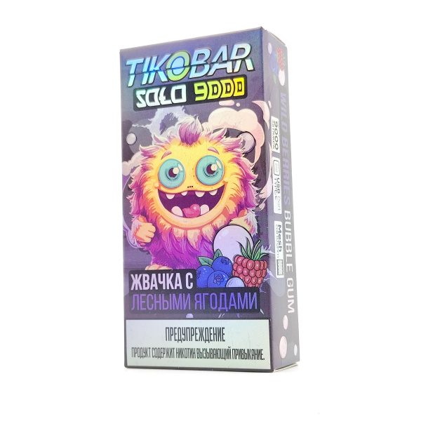 TIKOBAR Wild Berries Bubble Gum - Жвачка С Лесн Ягодами +дисплей+рег затяжки + USB Type-c (9000) QR (1)