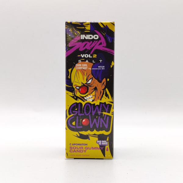 Безникотиновая жидкость для ЭСДН Indo Sour Vol2, с ароматом Glowy Clown, объём: 30 см3, содержание никотина: 0 мг/см3