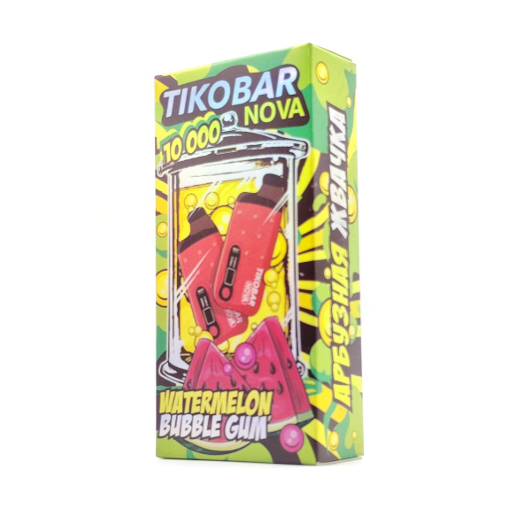 TIKOBAR   Nova Watermelon Bubble Gum-Арбузная Жвачка+дисплей +рег затяжки+USB Type-c(10000) QR (1)