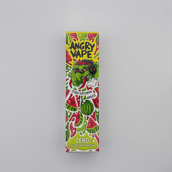 Безникотиновая жидкость для ЭСДН ANGRY VAPE СЛОН ПАТЕФОН арбуз 0 мг/см, 30мл